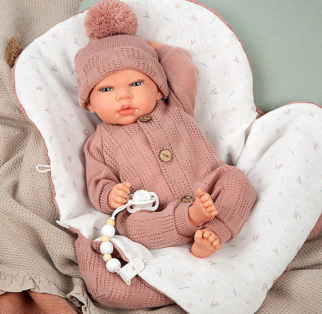 Muñeca Reborn Arias 40 cm Elba Rosa con Saco de dormir - Arias 98180
