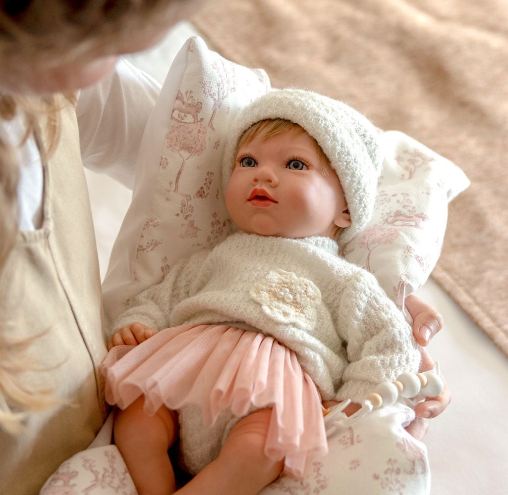 Muñeca Reborn 40 cm Julia Rosa con Cojín - Arias 98188