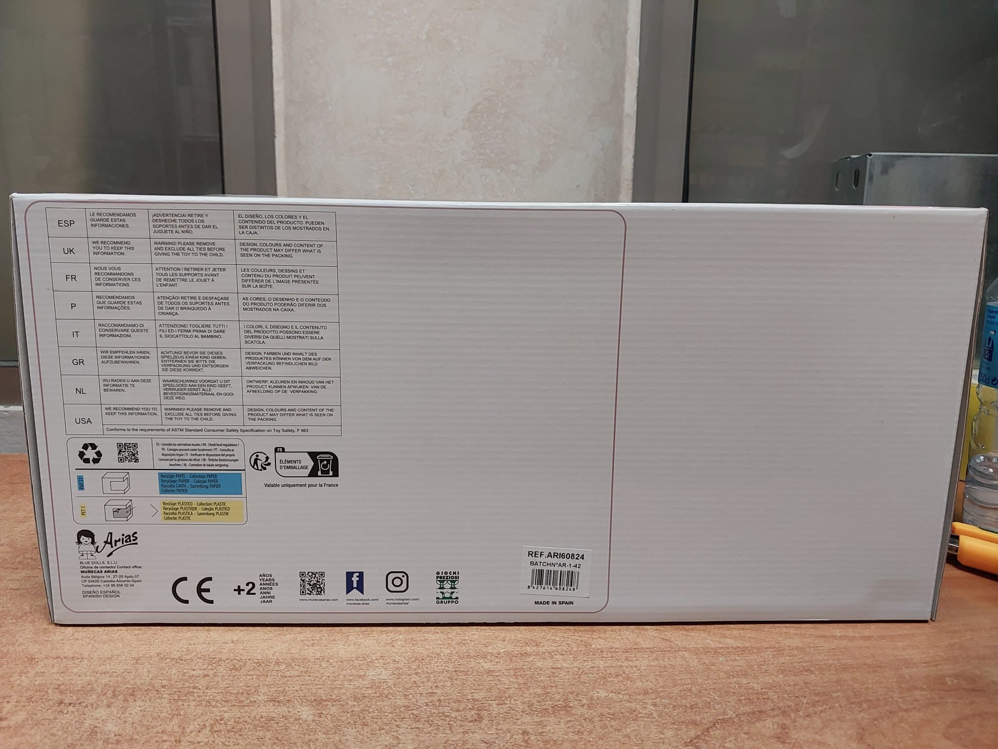 Muñeca elegance 40 cm aria rosa con cojín - muñeco de peso - arias 60824