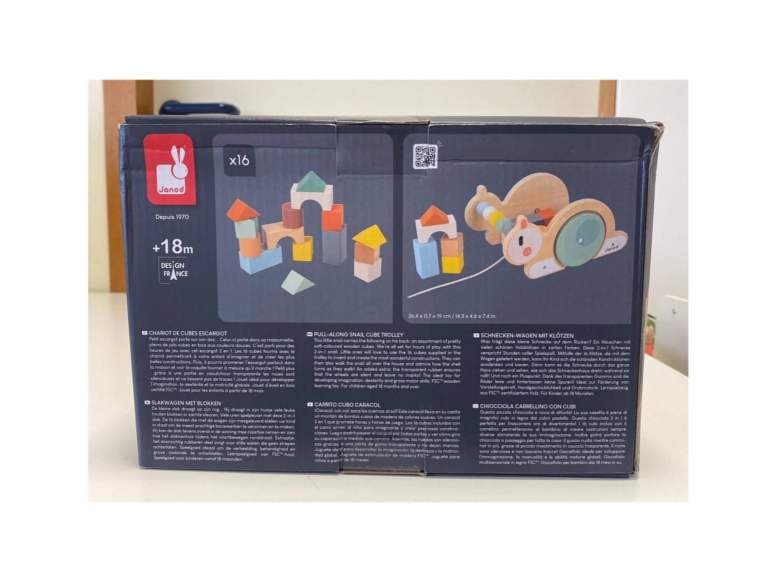 Juego de construcción Carrito de Cubos de Caracol - Sweet Cocoon - Janod 04054