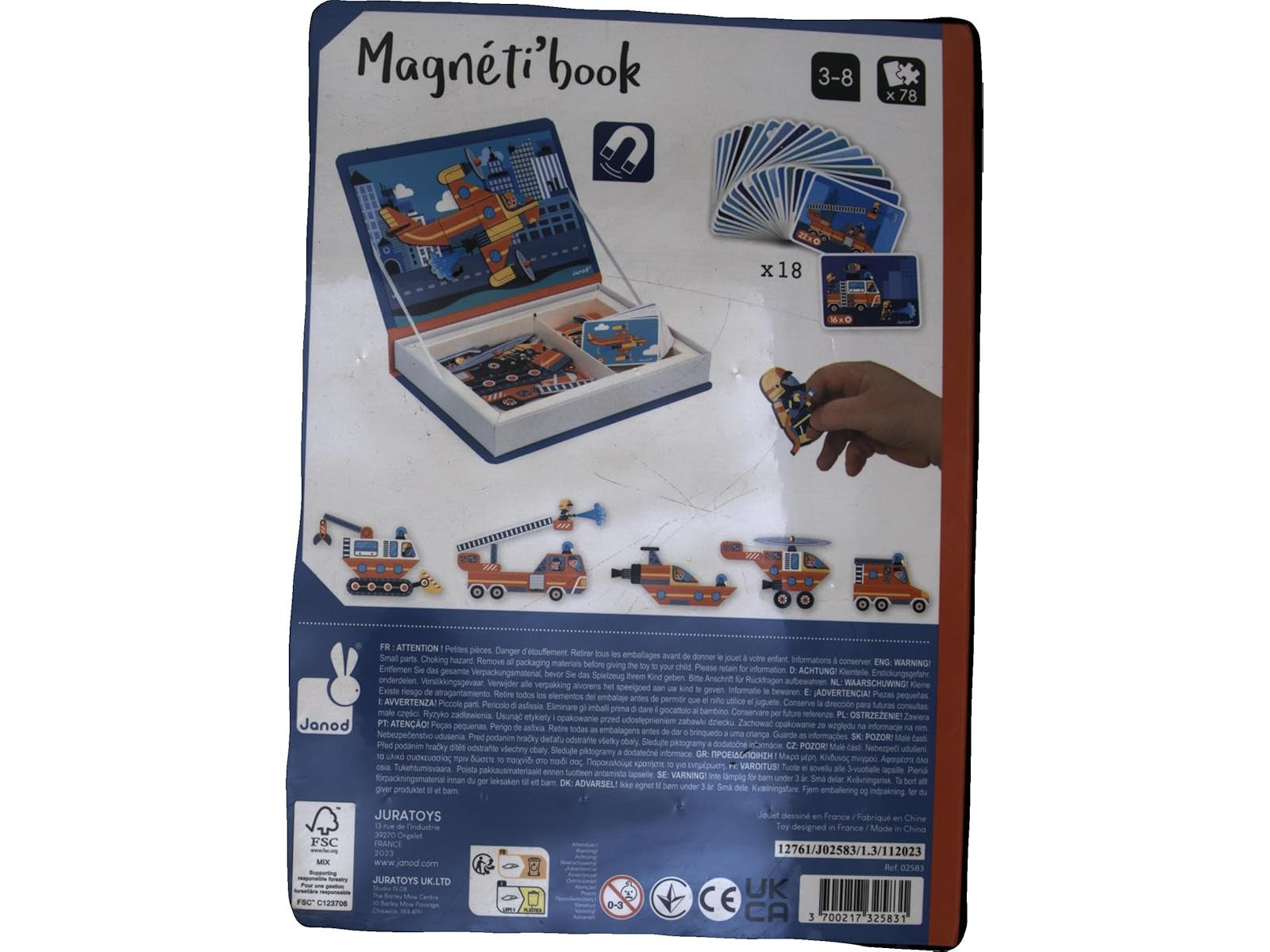 Juego Educativo Magnético 60 Imánes Magnéti´book Bomberos - Janod 02583