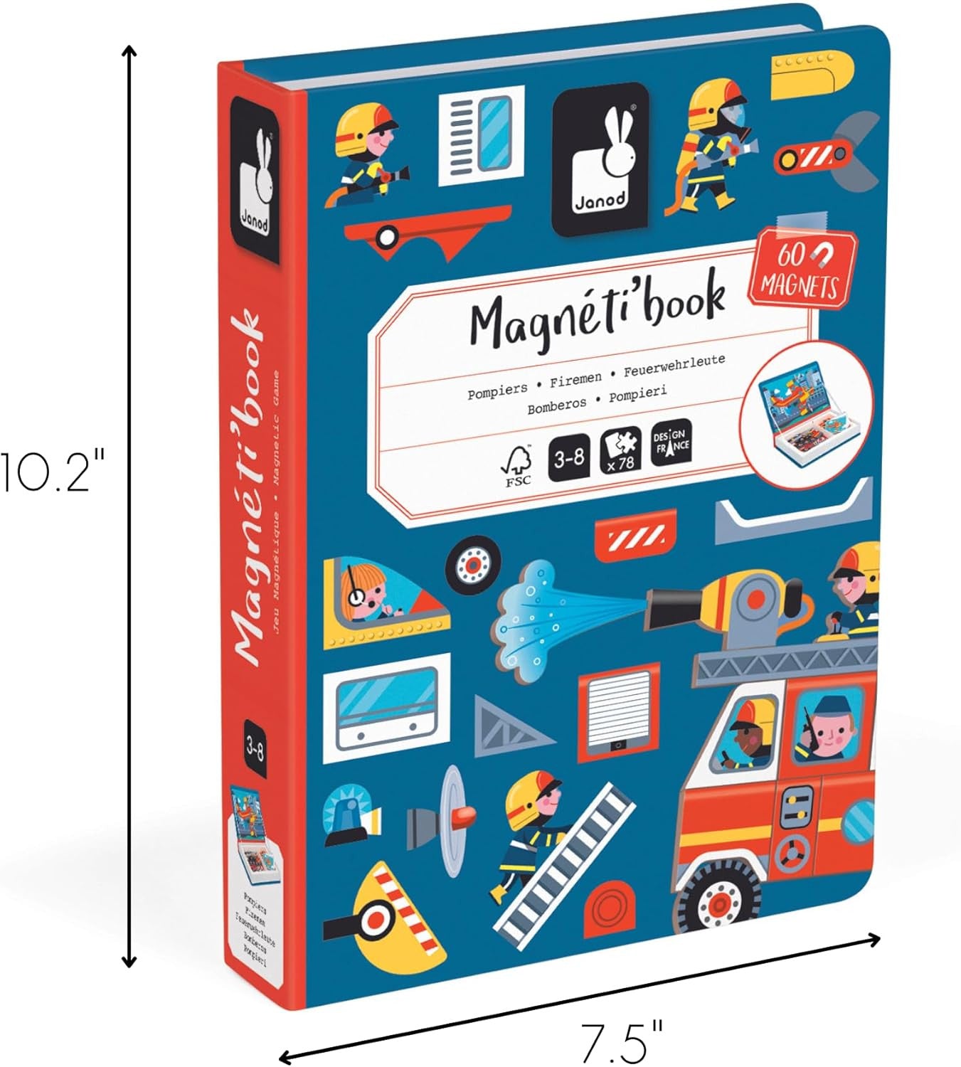 Juego Educativo Magnético 60 Imánes Magnéti´book Bomberos - Janod 02583