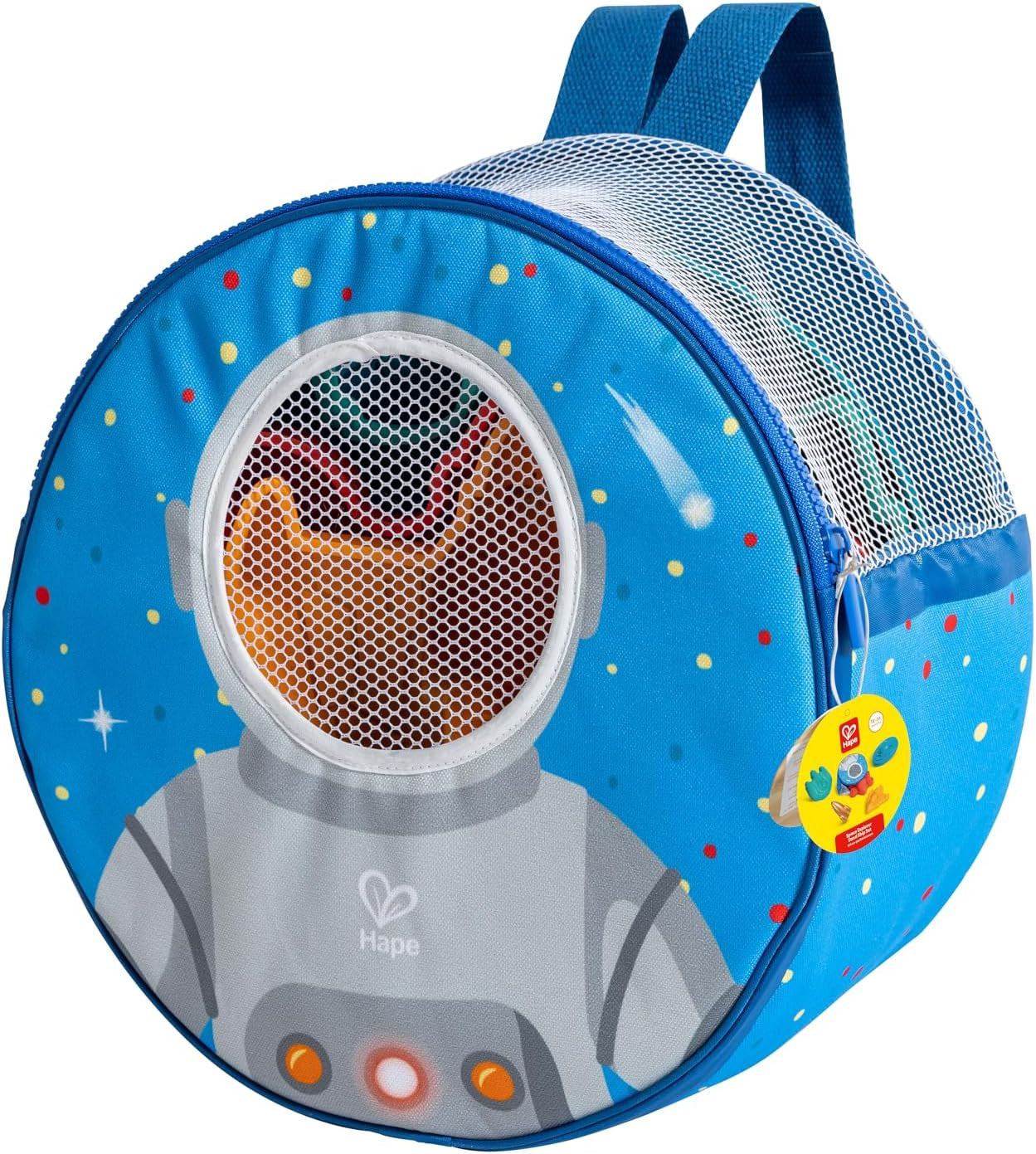 Mochila impermeable del set de playa Hape Naves Espaciales – diseño espacial con cierre para transportar todos los moldes sin perder nada
