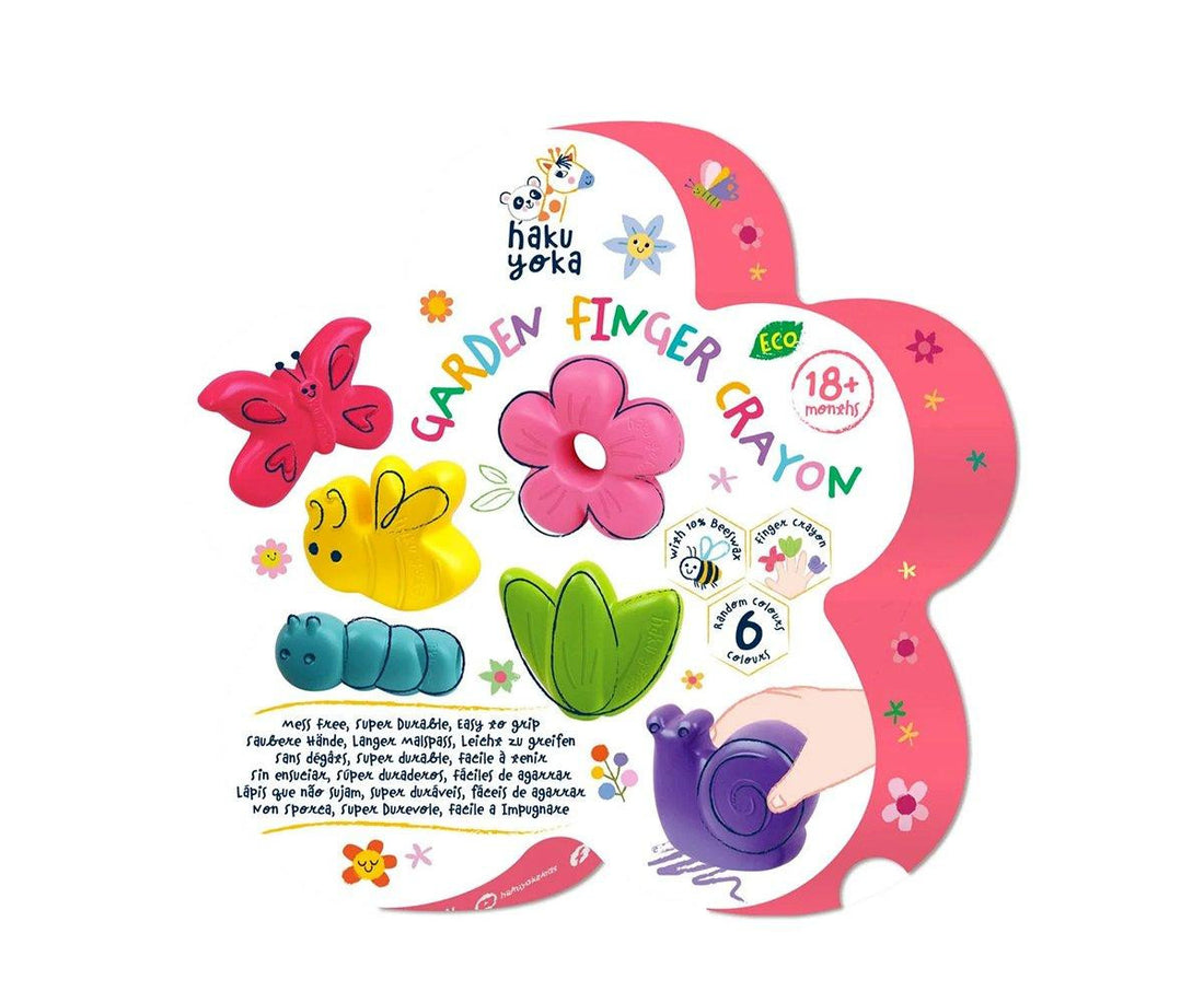 pinturas para niños de mas 18 meses, 6 Ceras ( crayones) de dedo - jardín - hakuyoka 233114, recibelo en 24-48h venta online