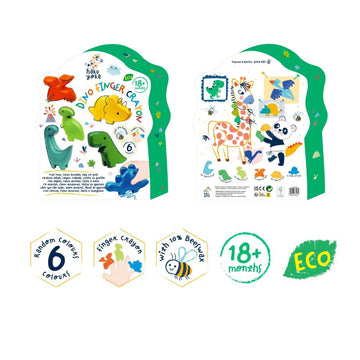 6 Ceras ( crayones) de dedo - dinosaurio - hakuyoka 233113, recibelo en 24-48 horas, venta online manualidades