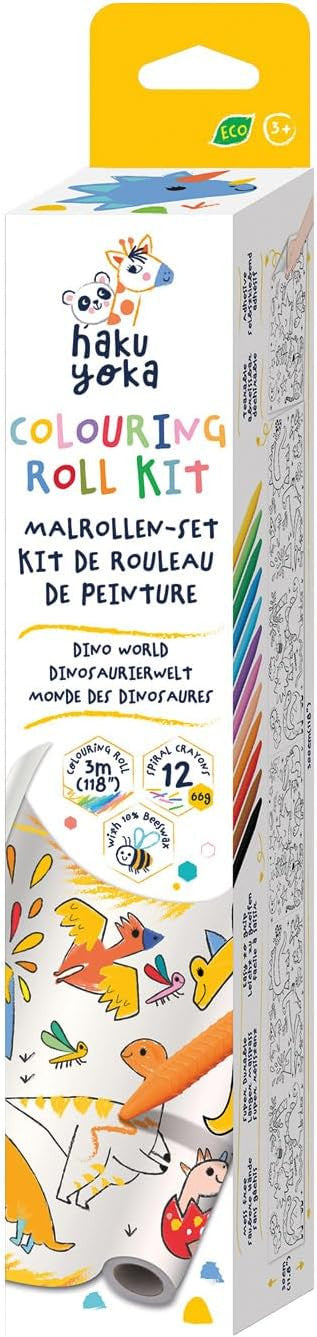 Crayon set + roll of dinosaur drawings - hakuyoka 223067 