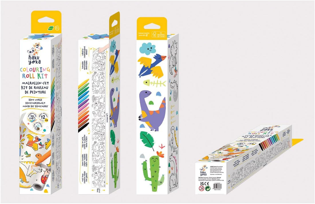 Crayon set + roll of dinosaur drawings - hakuyoka 223067 