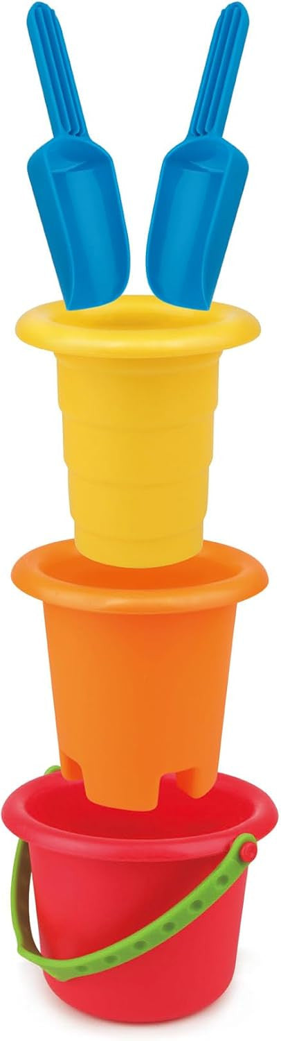Set de playa 5 en 1 Hape - cubo, pala y moldes incluidos
