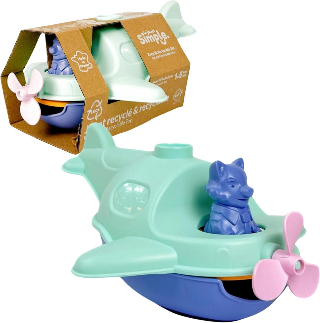 Juego de Baño  - Barco Hidroavión Turquesa - Le Jouet Simple 13113