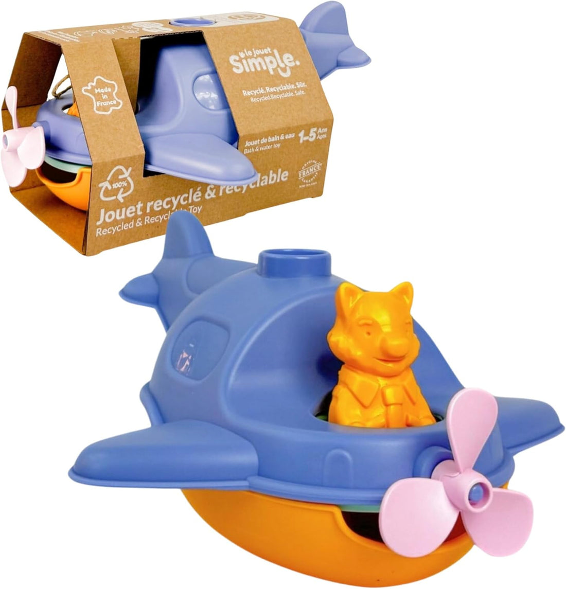 Juego de Baño  - Barco Hidroavión Azul - Le Jouet Simple 13111