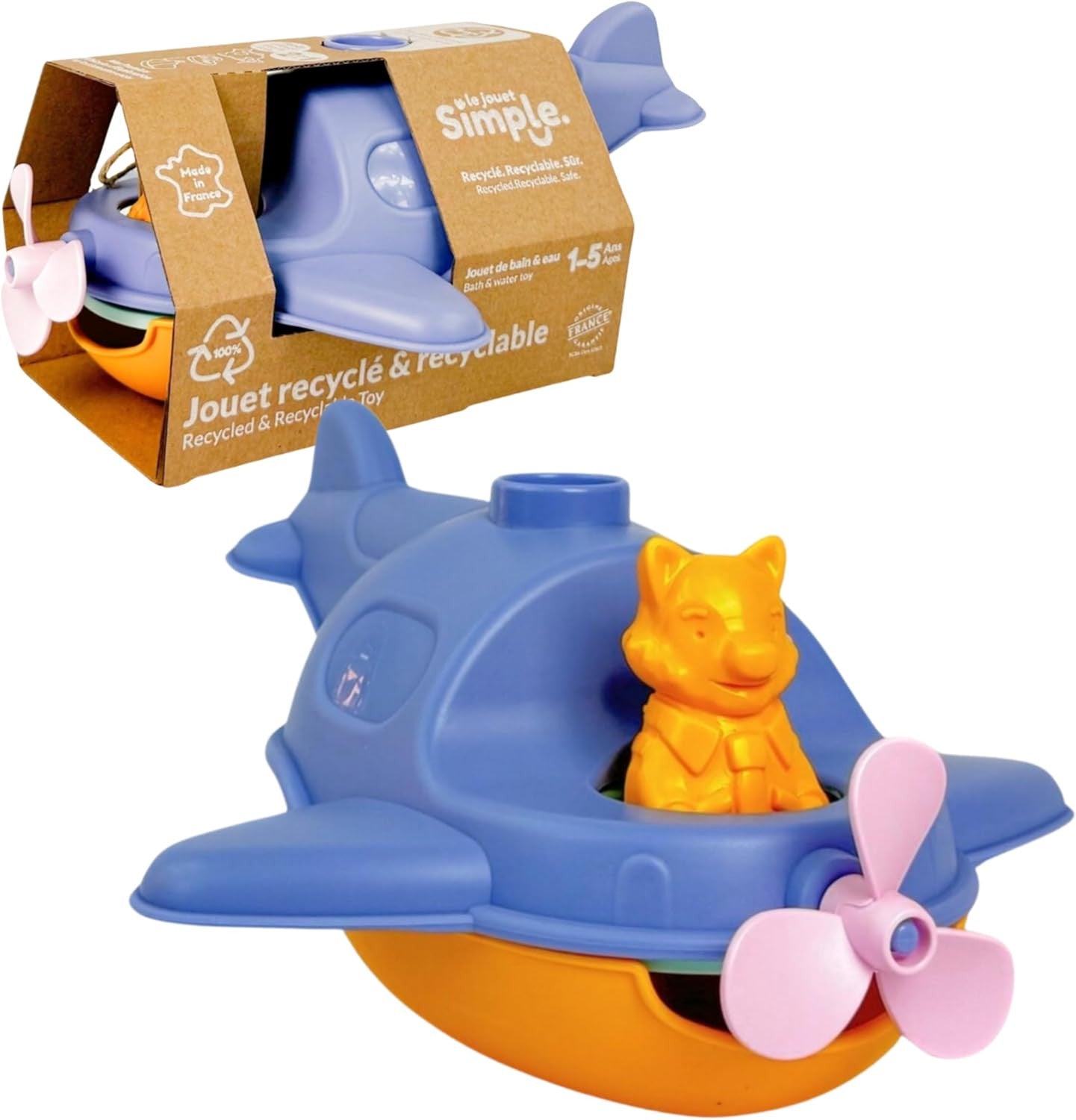 Juego de Baño  - Barco Hidroavión Azul - Le Jouet Simple 13111