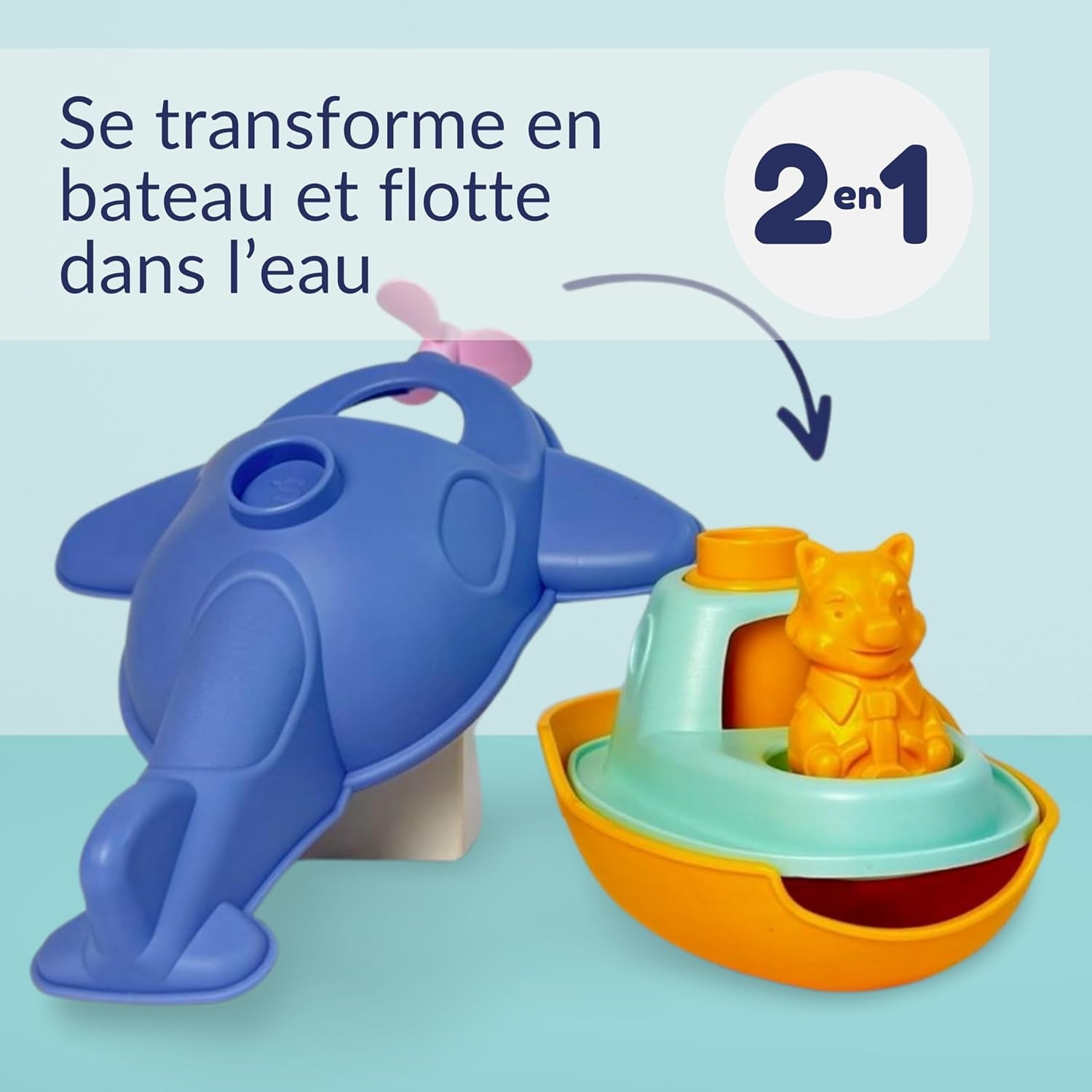 Juego de Baño  - Barco Hidroavión Azul - Le Jouet Simple 13111