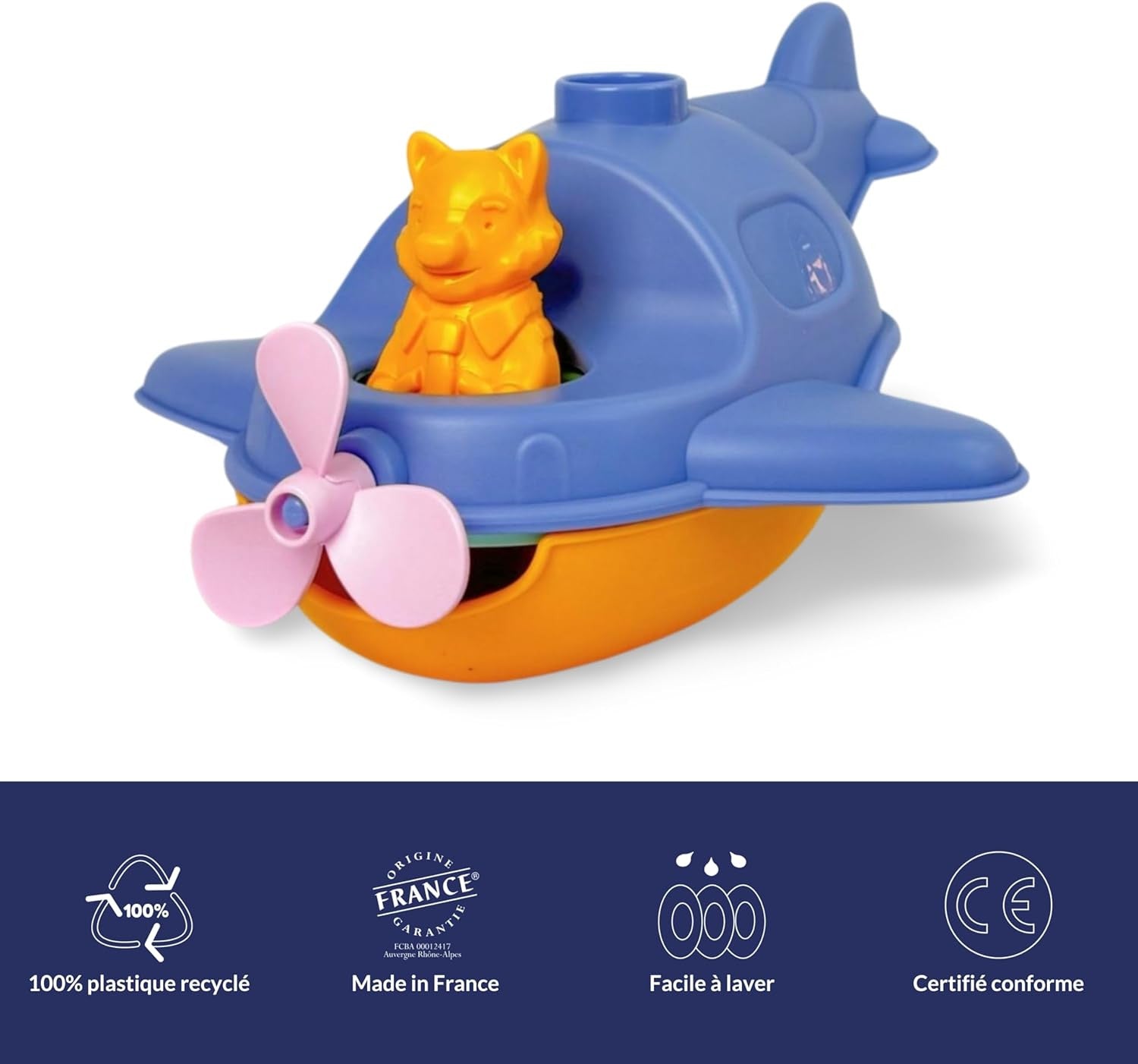 Juego de Baño  - Barco Hidroavión Azul - Le Jouet Simple 13111