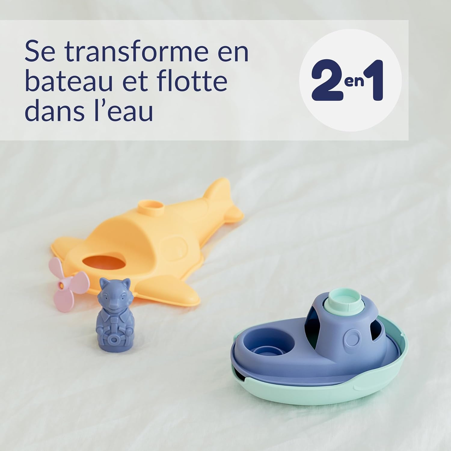 Juego de Baño  - Barco Hidroavión Azul - Le Jouet Simple 13111