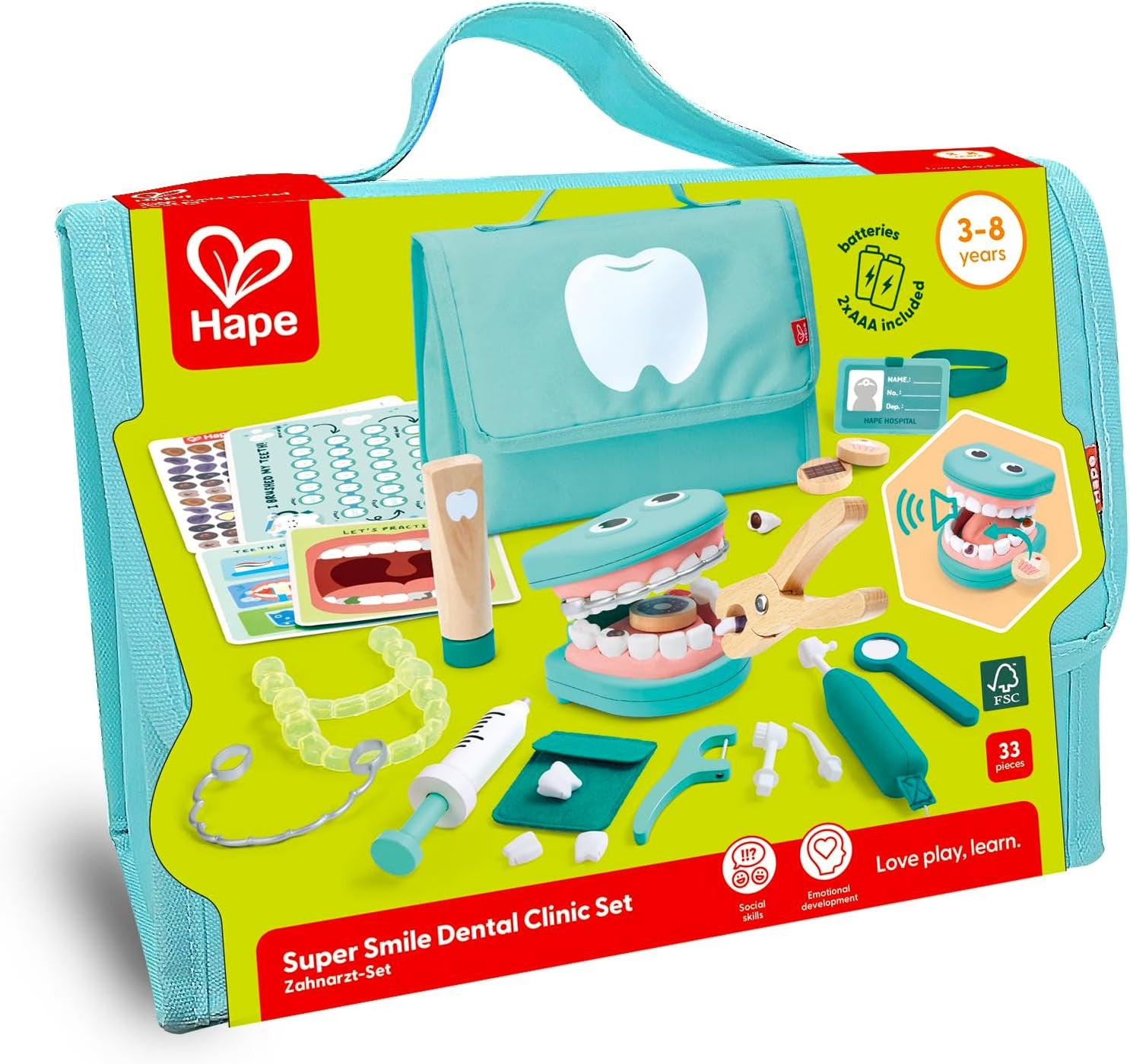 Juego de Rol - Maletín accesorios Dentista - Juego Clínica Dental - Hape E3227- Hape