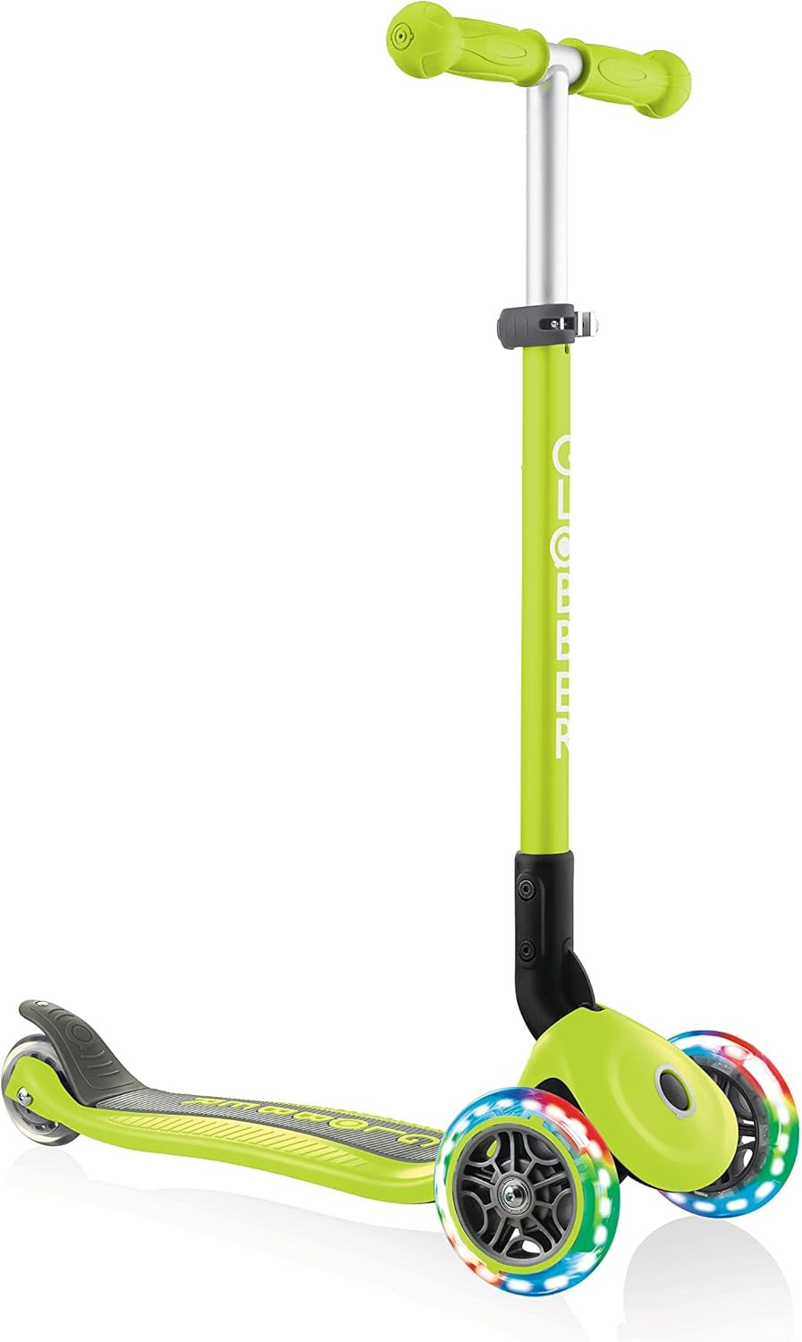 Patinete para niños - Primo Luces Plegable Verde - Con Ruedas Luminosas - Globber