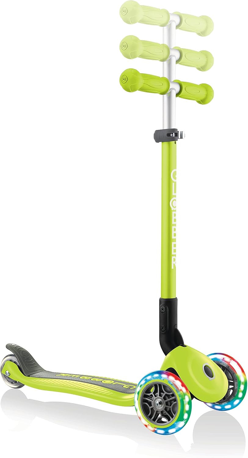 Patinete para niños - Primo Luces Plegable Verde - Con Ruedas Luminosas - Globber
