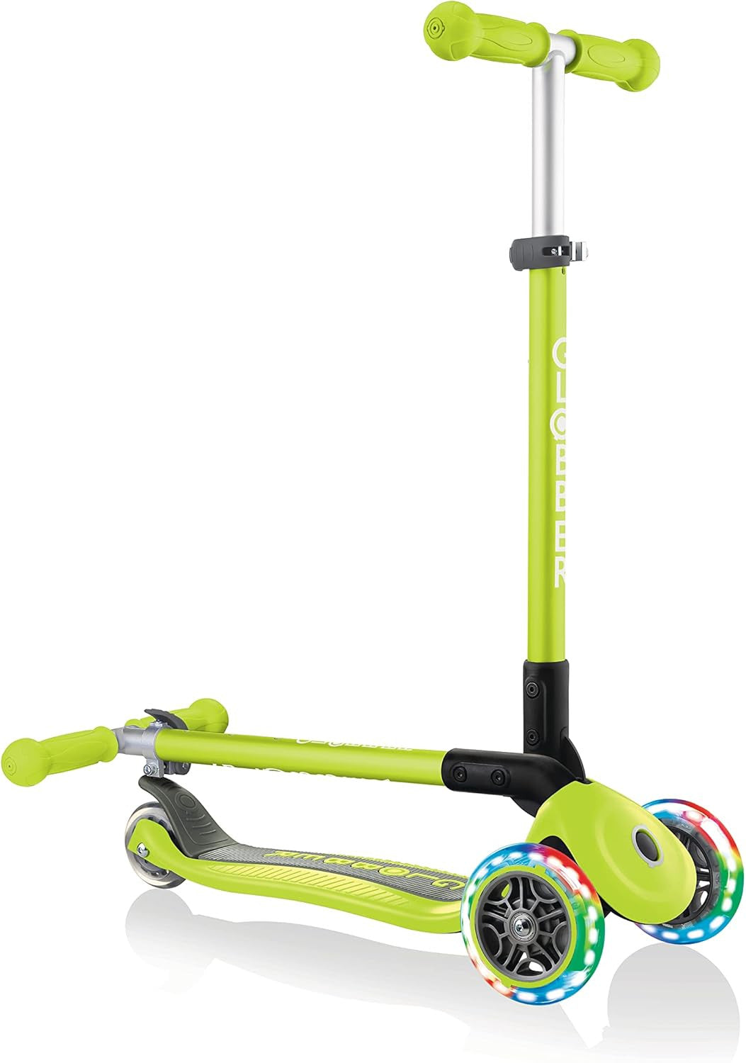 Patinete para niños - Primo Luces Plegable Verde - Con Ruedas Luminosas - Globber