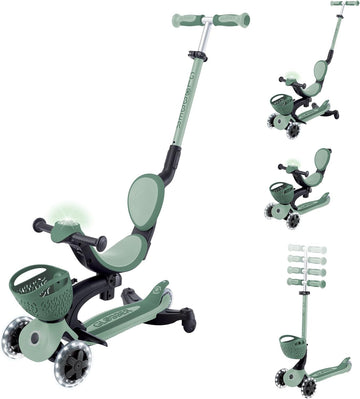 Patinete Plegable de Tres Ruedas con Asiento para niños pequeños - Go Up Baby Luces 360º - Globber