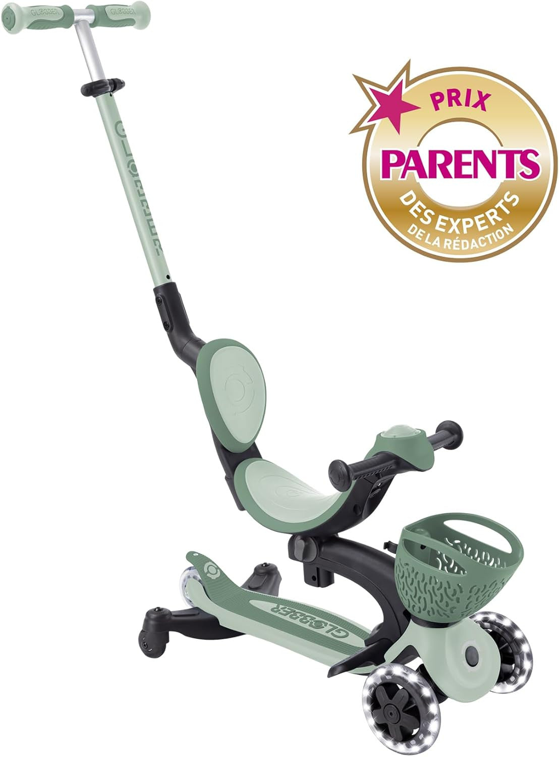 Patinete Plegable de Tres Ruedas con Asiento para niños pequeños - Go Up Baby Luces 360º - Globber