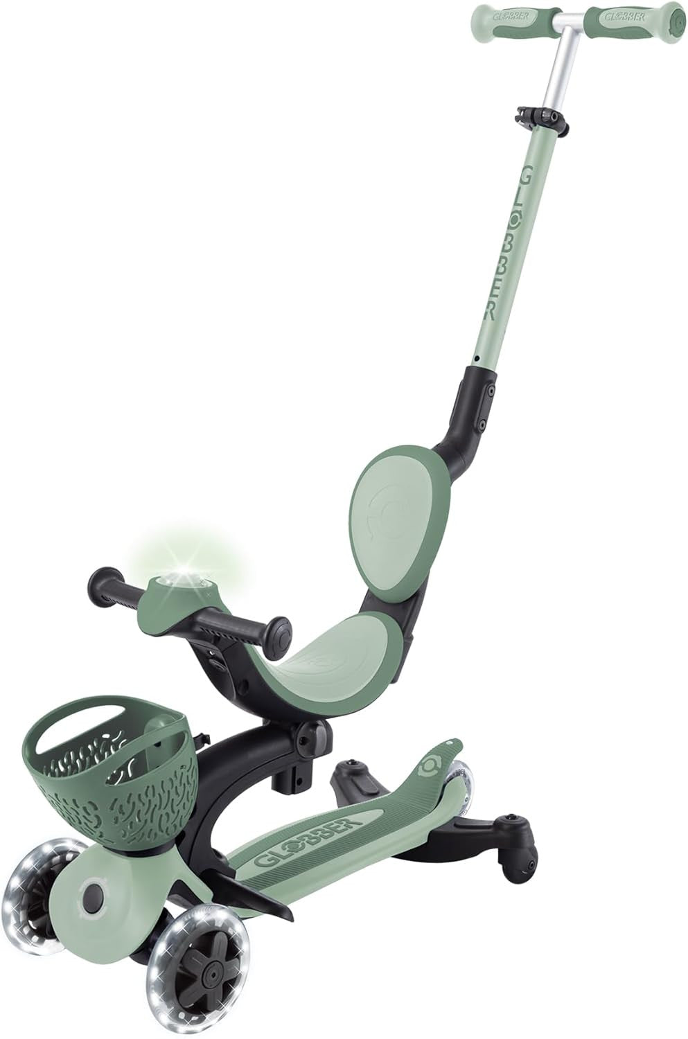 Patinete Plegable de Tres Ruedas con Asiento para niños pequeños - Go Up Baby Luces 360º - Globber