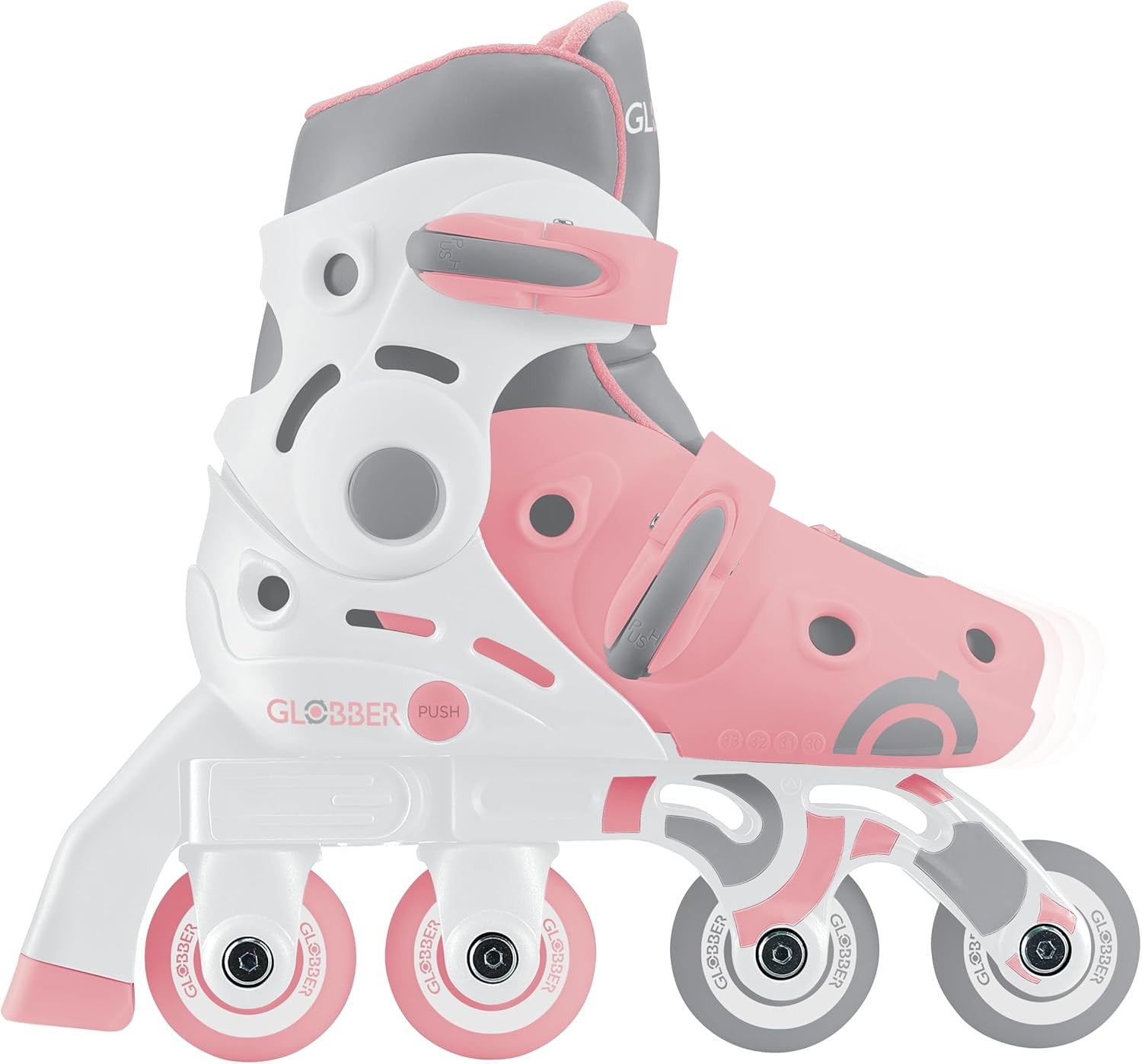 Patines en Línea Evolutivos 2 en 1 para niños - Talla 30-33 - Color Rosa - Globber