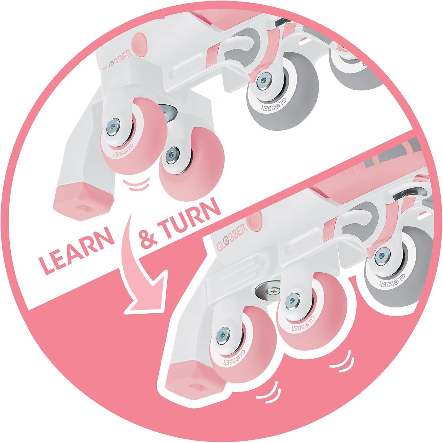 Patines en línea evolutivos 2 en 1 para niños - talla 26-29 - color rosa - globber