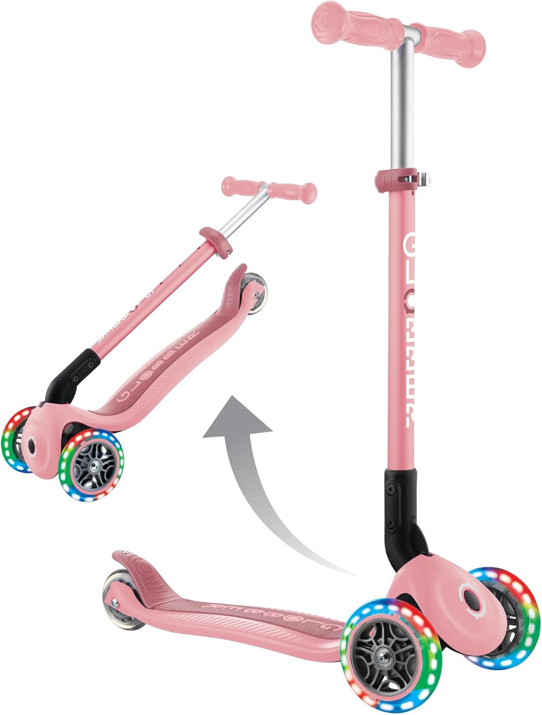 Patinete para Niños - Primo Luces Plegable color Rosa - Globber