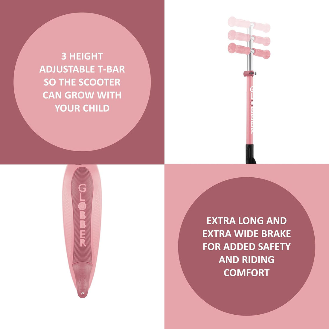 Patinete para Niños - Primo Luces Plegable color Rosa - Globber