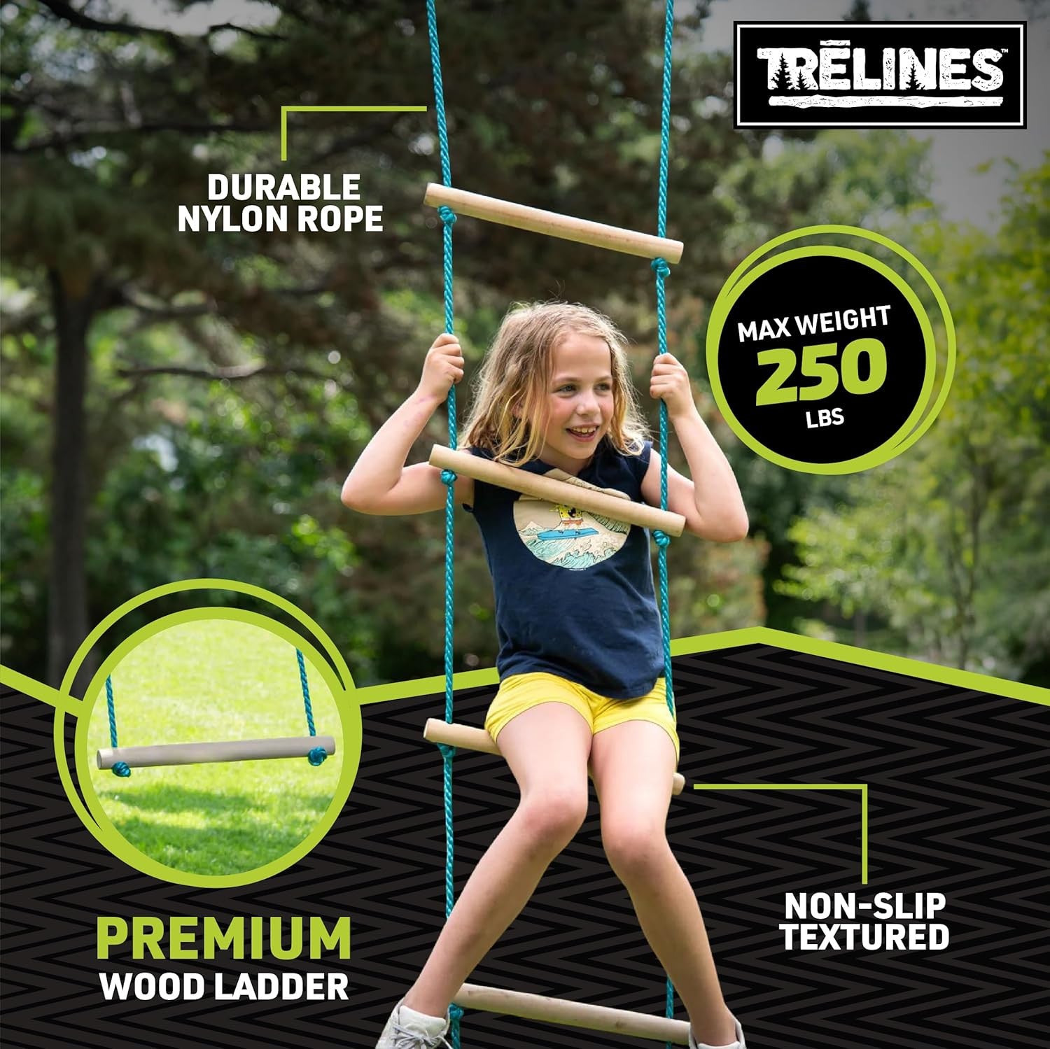 Escalera cuerda Trelines instalada en árbol - capacidad 115 kg