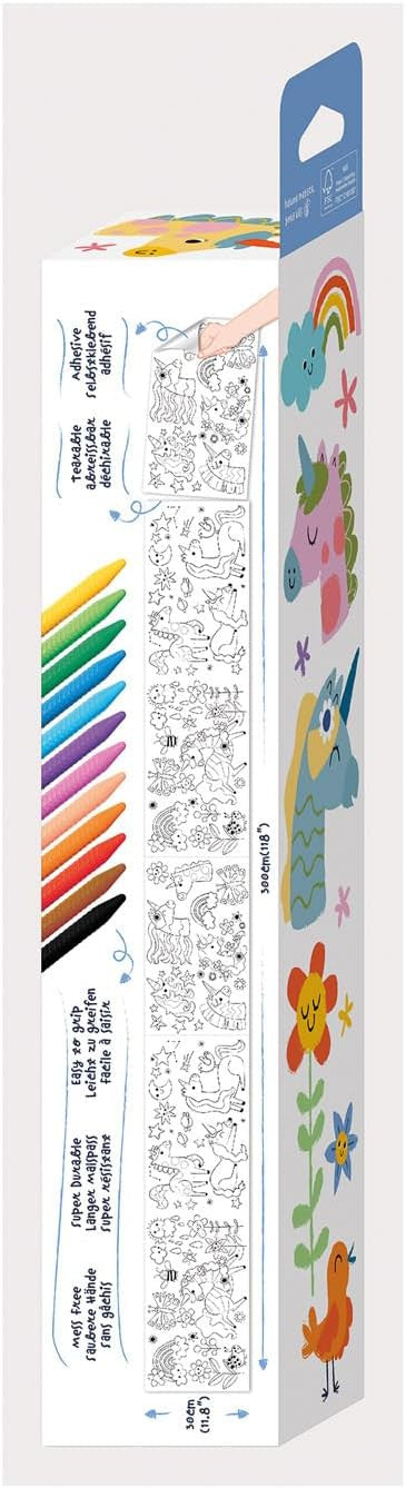 Juego de Manualidades - Kit Rollo de Papel para Pintar Unicornio + Ceras -  Haku Yoka 223068