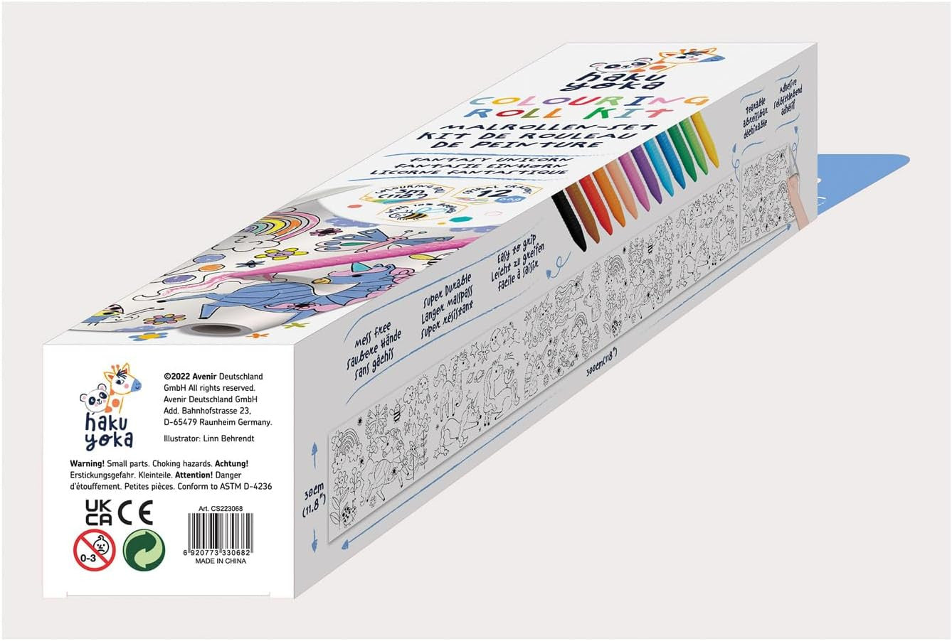 Juego de Manualidades - Kit Rollo de Papel para Pintar Unicornio + Ceras -  Haku Yoka 223068