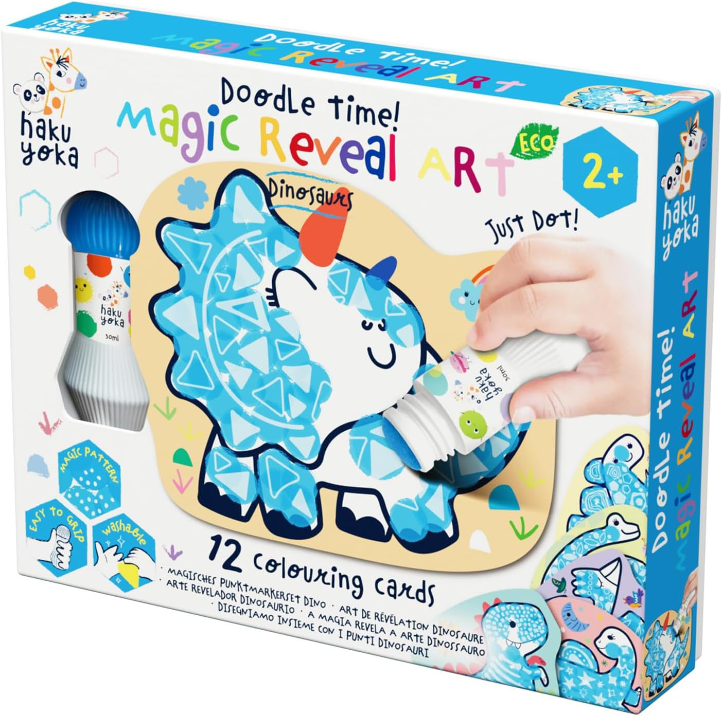 Juego de Manualidades Niños 2 años - Magic Reveal Art - Dinosaurios -Haku Yoka
