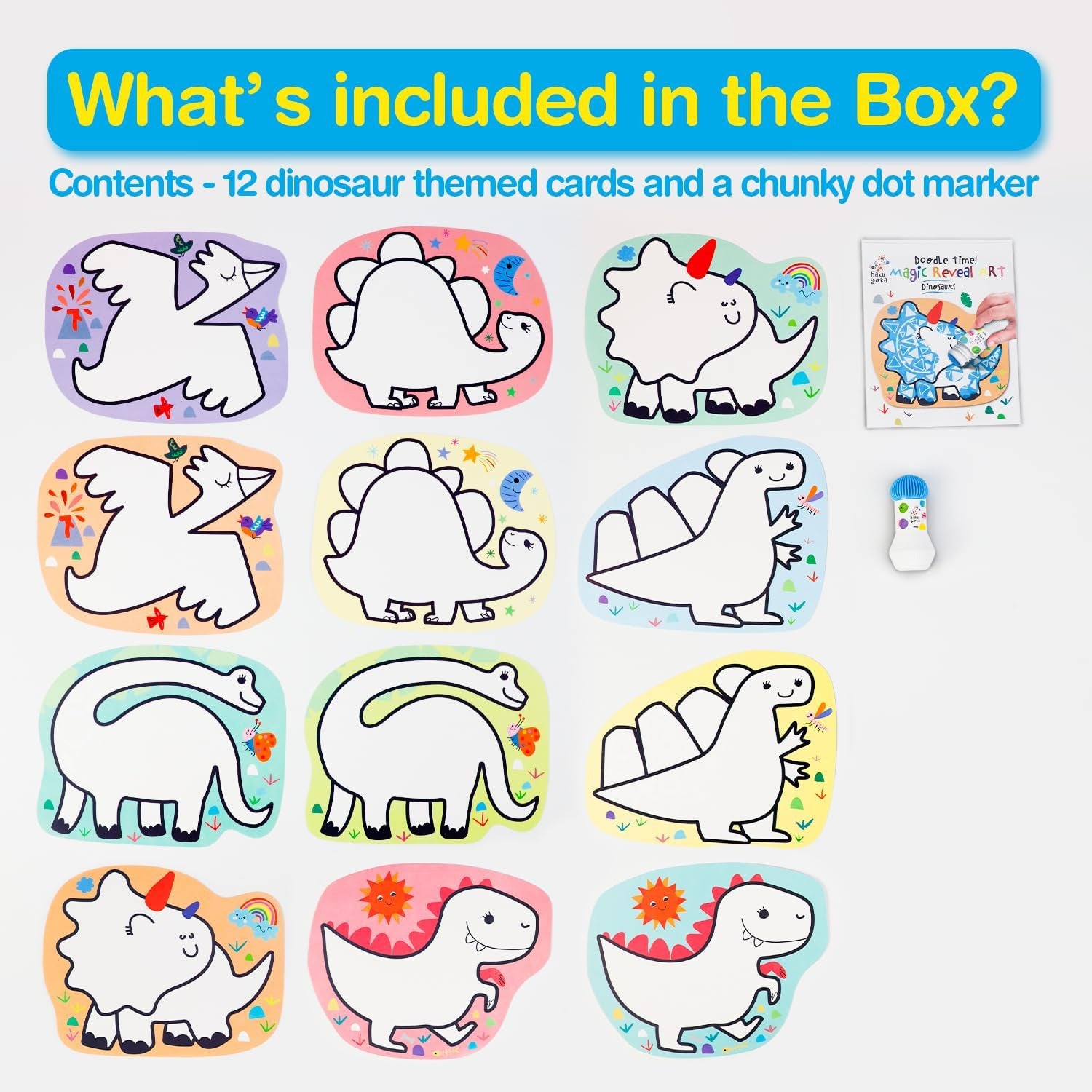 Juego de Manualidades Niños 2 años - Magic Reveal Art - Dinosaurios -Haku Yoka