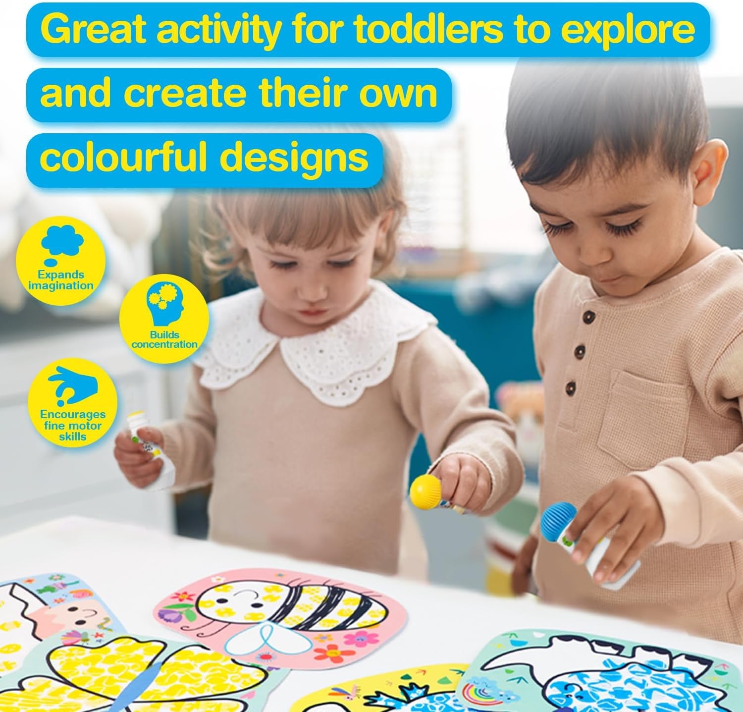 Juego de Manualidades Niños 2 años - Magic Reveal Art - Dinosaurios -Haku Yoka