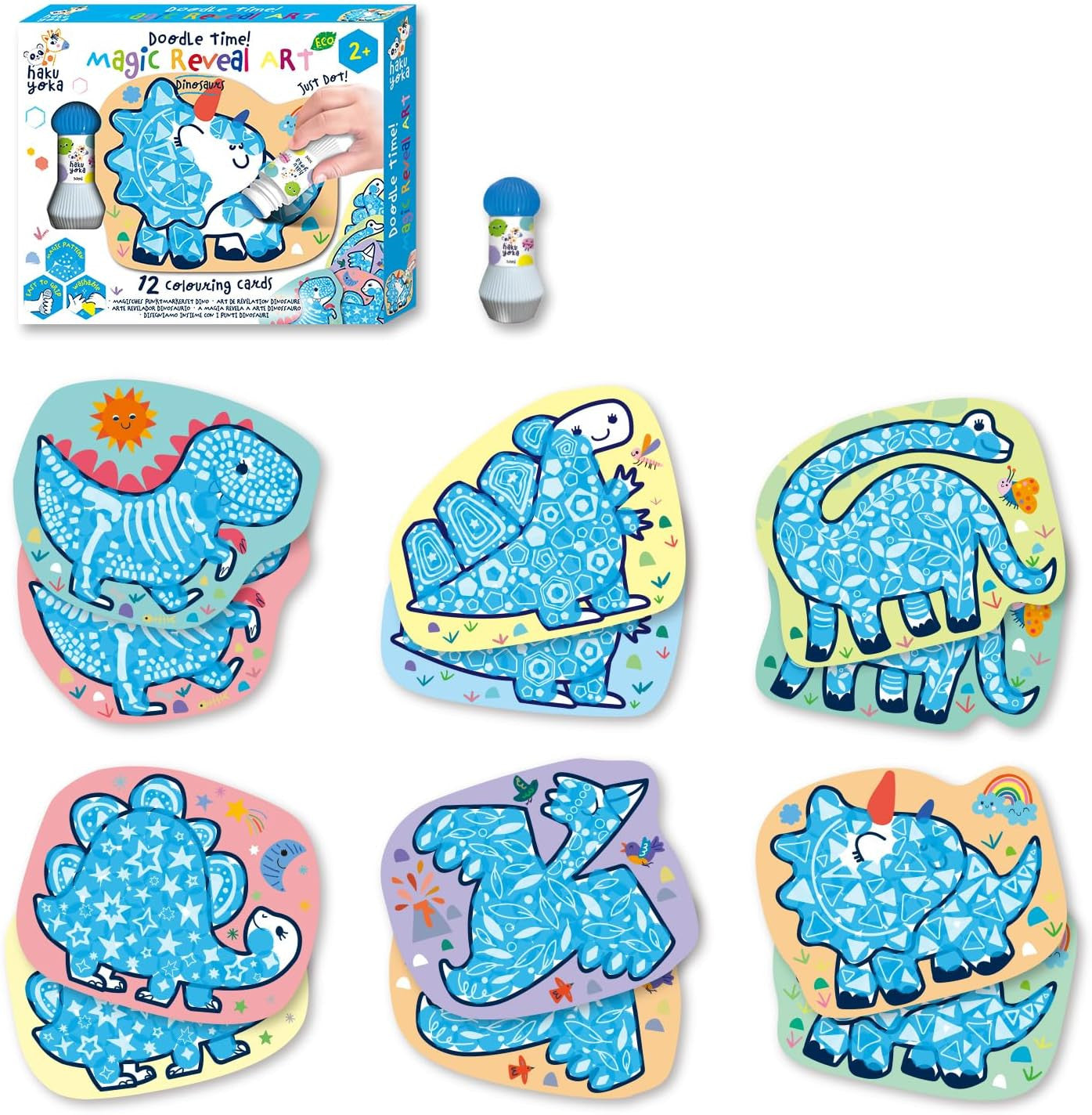 Juego de Manualidades Niños 2 años - Magic Reveal Art - Dinosaurios -Haku Yoka