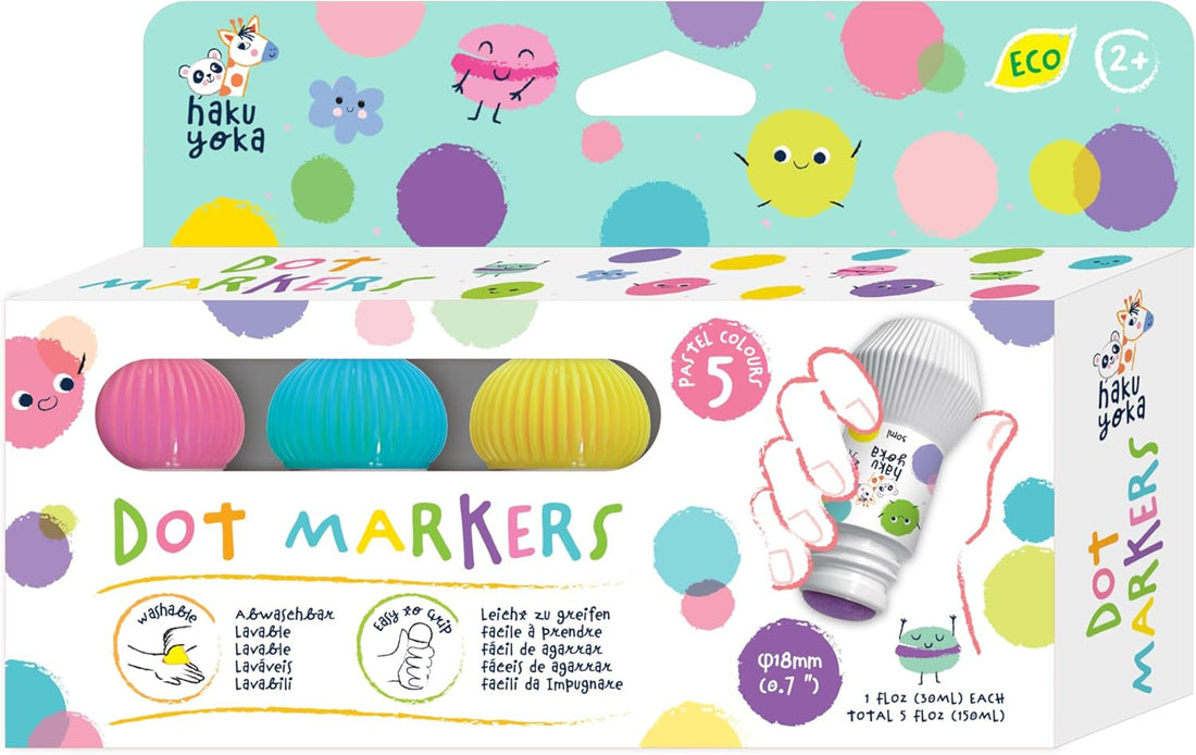 Marcadores de Puntos - Rotuladores de Puntos Color Pastel para Niños Pequeños - Haku Yoka