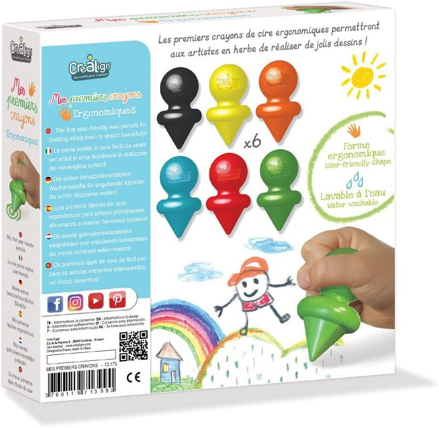 Mis Primeros Lápices de Cera - Mis Primeros Crayons Ergonómicos 6 unidades - Crealign
