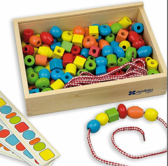 Juego Matemáticas - Enhebrar Formas - Abalorios y Cuentas - Andreu Toys