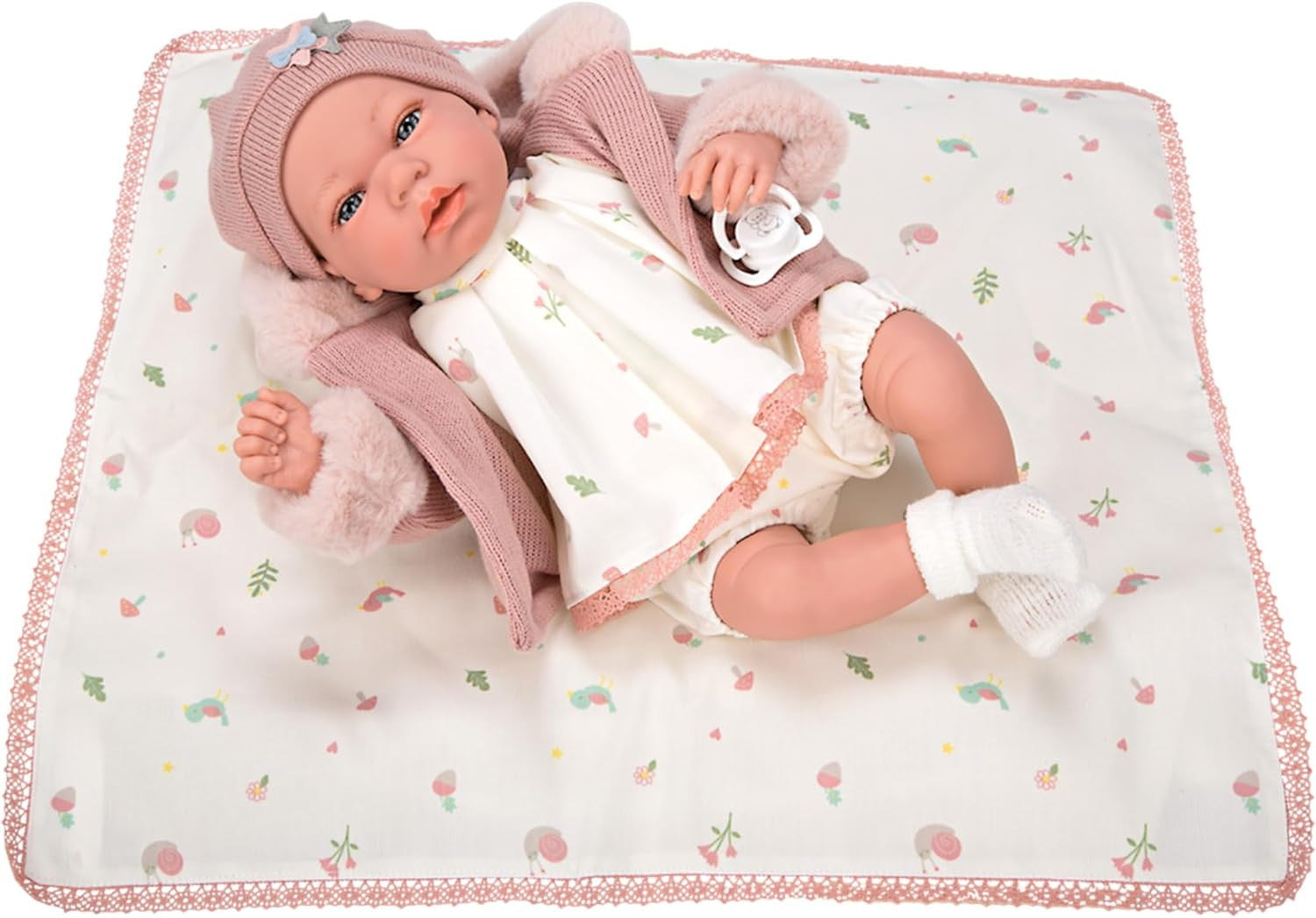 Muñeca elegance con peso real 40 cm andie con manta - arias 60682