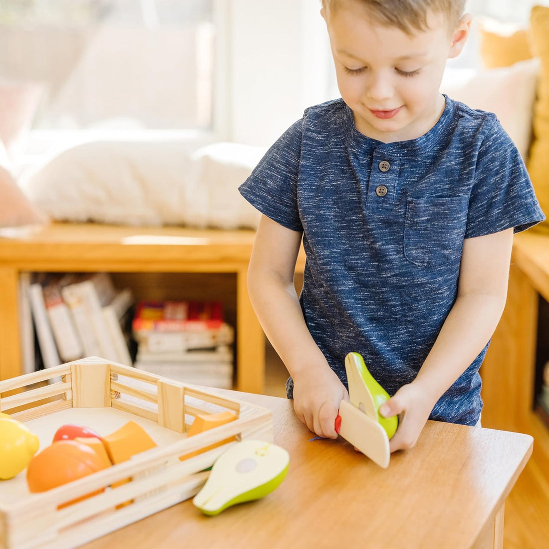 Set de frutas de madera para cortar Melissa & Doug para aprender conceptos matemáticos y motricidad - Educar Jugando