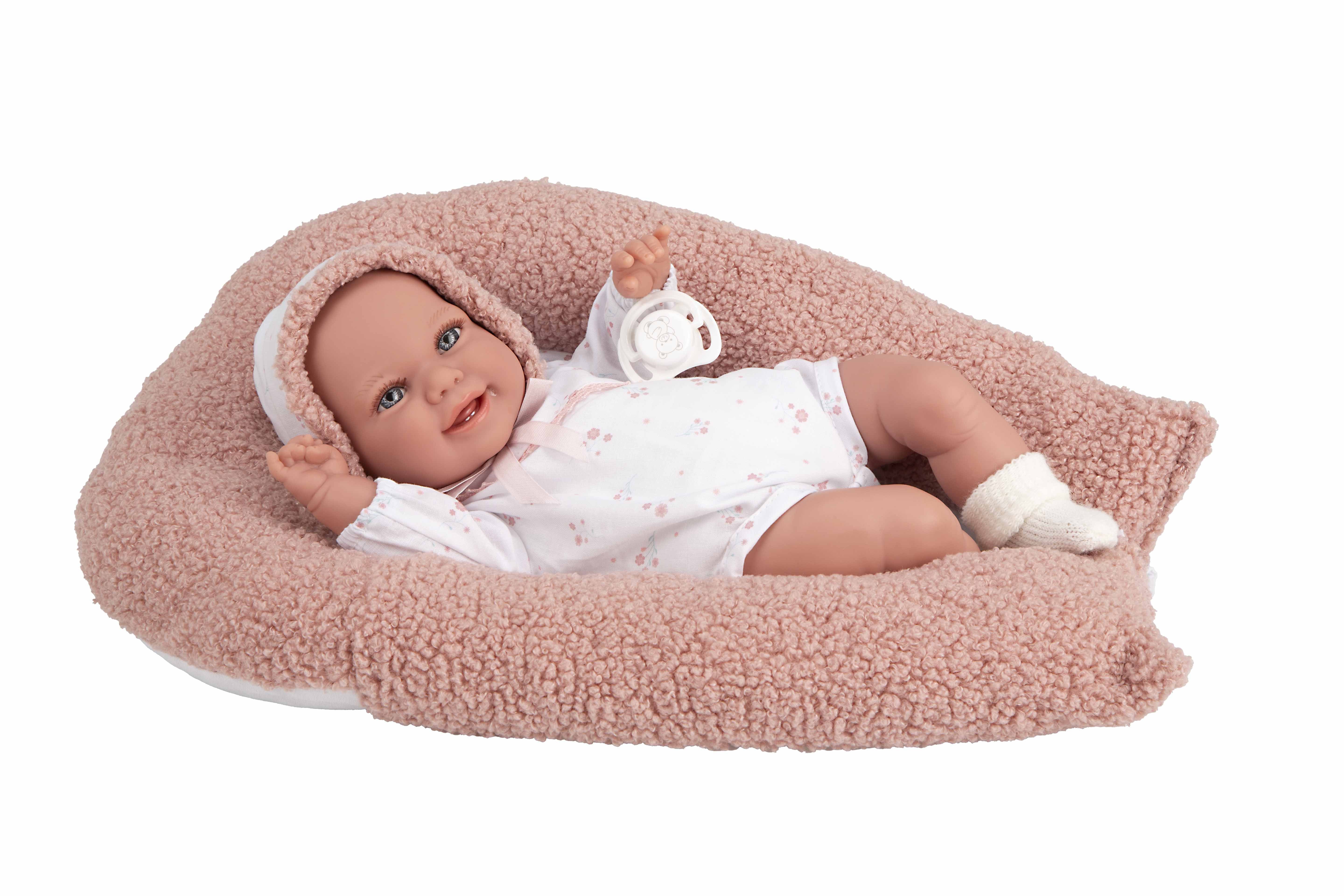 Muñeca de Peso Elegance 35 cm - Babyto Rosa Flores con cojín - Arias 60870