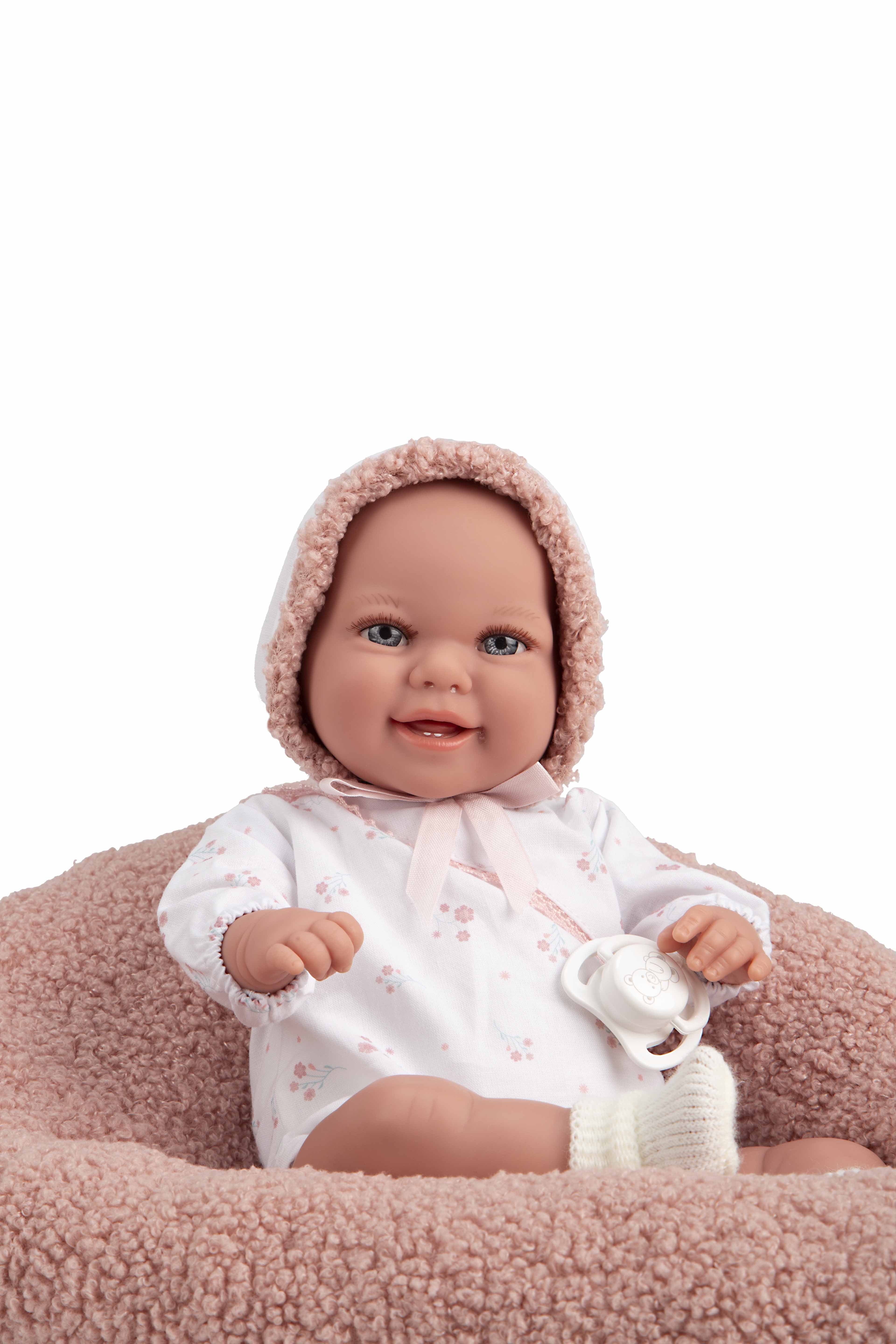 Muñeca de Peso Elegance 35 cm - Babyto Rosa Flores con cojín - Arias 60870