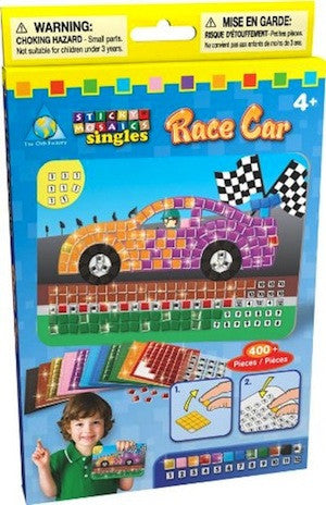 Juego de Manualidades - Mosaico con Adhesivos Goma Eva Coche de Carreras  - Orb Factory