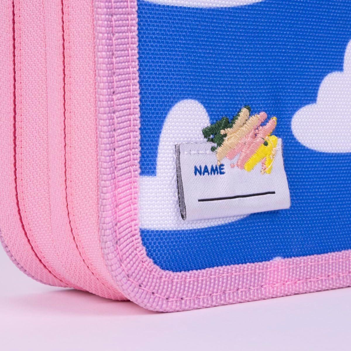 Estuche 2 Pisos con Contenido color Rosa - Plumier Milán - Serie Especial Green & Grow - Milán