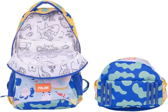 Mochila Escolar Milán 2 Cremalleras Color Azul - Serie Blue Odyssey - Milán