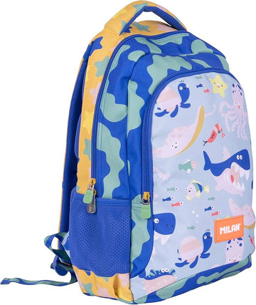 Mochila Escolar Milán 2 Cremalleras Color Azul - Serie Blue Odyssey - Milán