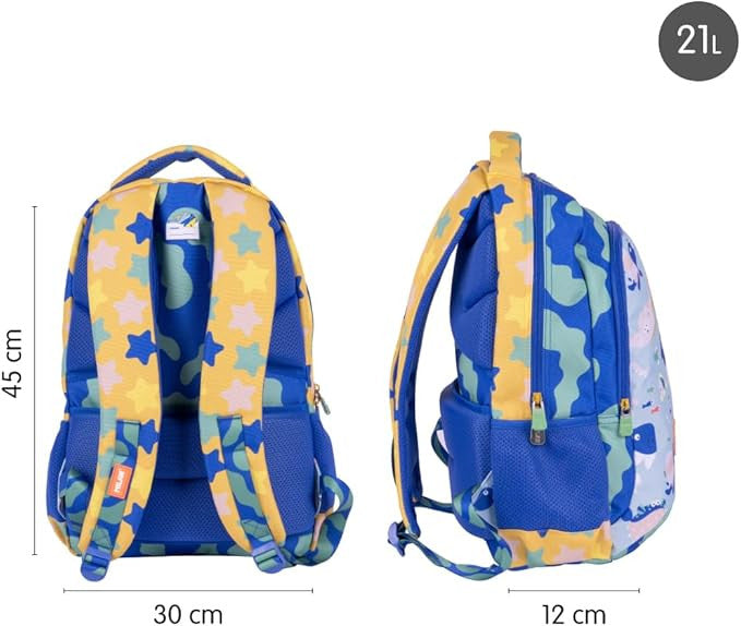 Mochila Escolar Milán 2 Cremalleras Color Azul - Serie Blue Odyssey - Milán