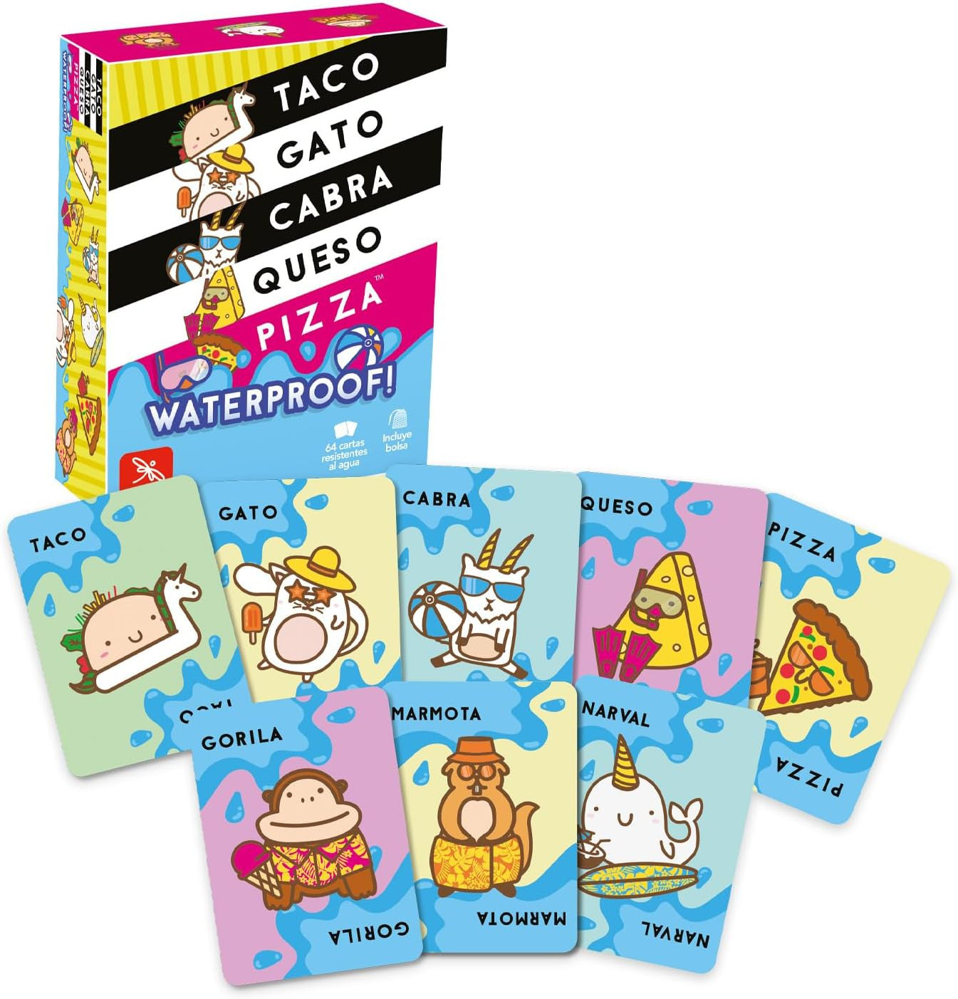 Juego de Cartas - Juego de Concentración - Taco Gato Cabra Queso Pizza Waterproof - Ludilo