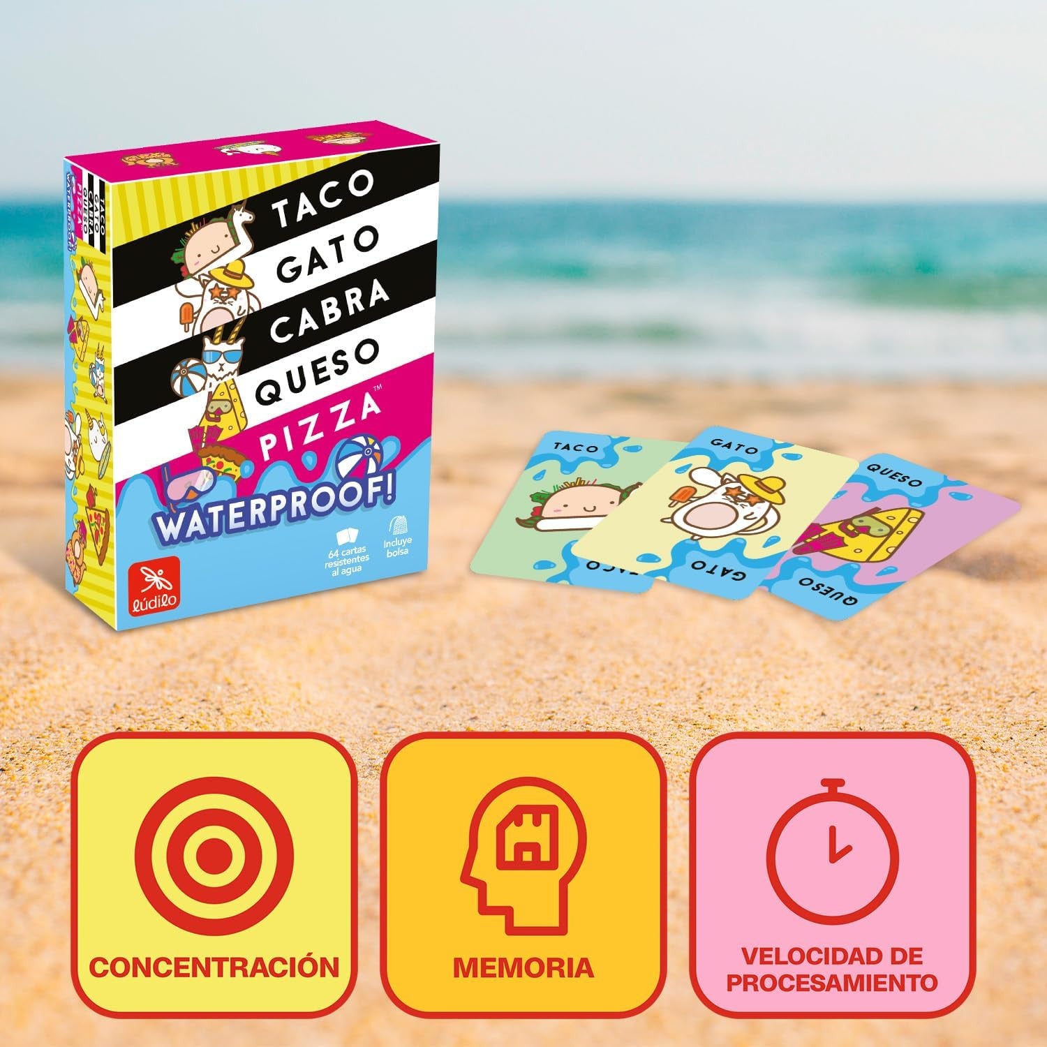 Juego de Cartas - Juego de Concentración - Taco Gato Cabra Queso Pizza Waterproof - Ludilo